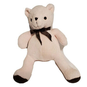 Bean Sprout Bear Pink Brown Ribbon Baby Plush Stuffed Animal Infant 15"